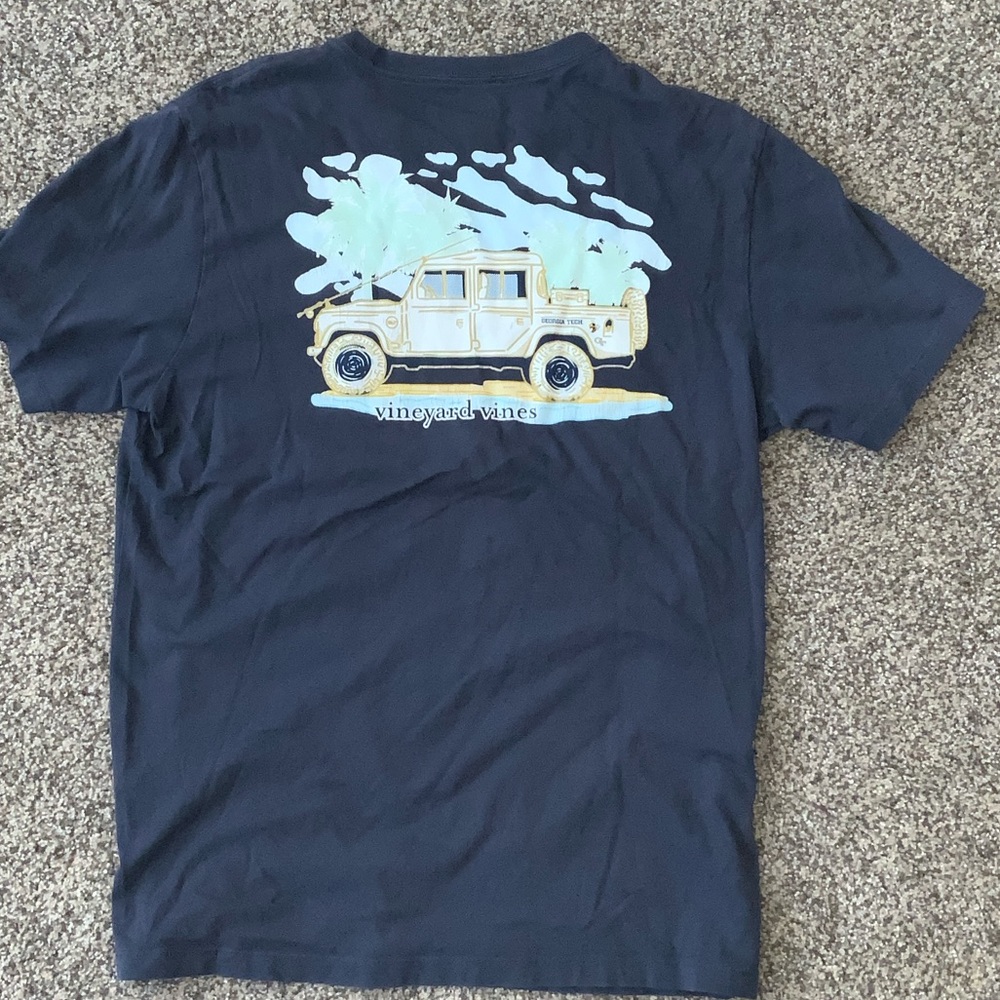 Vineyard Vines Georgia Tech Jeep Truck Navy Short Sleeve Tee Mens Small